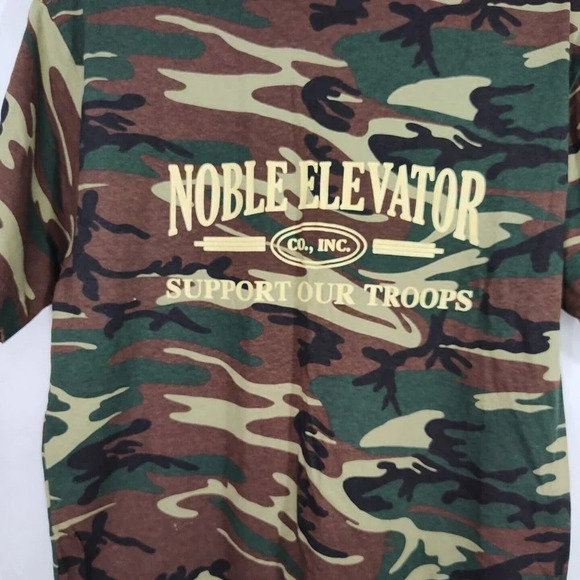 Code V Green Brown Camo T-Shirt Men Size L Noble Elevator Support Our Troops - Picture 8 of 8